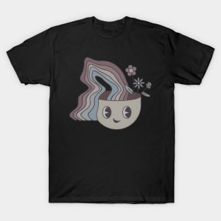 Retro Rainbow and Flower Psychedelic Cartoon T-Shirt